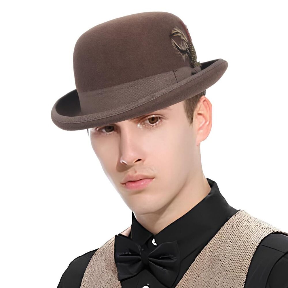 8850 Wool Bowler Hats - Felt Derby Dress Hat - Rolled Brim Fedora